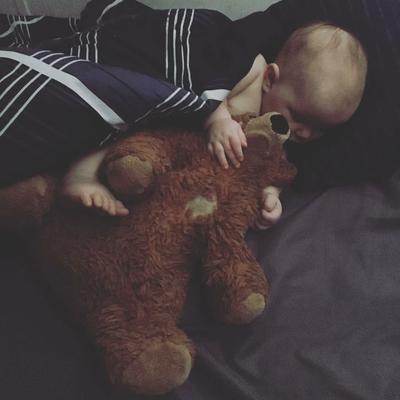 baby with teddy bear
