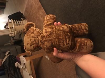 1940's teddy bear missing almost all his fur