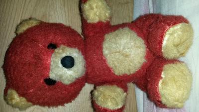 Red and white teddy bear