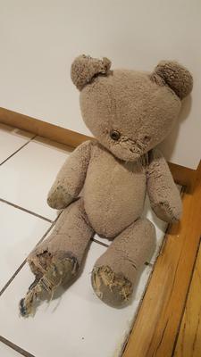 Tatty teddy bear needs repair