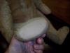 foot pad of old teddy bear